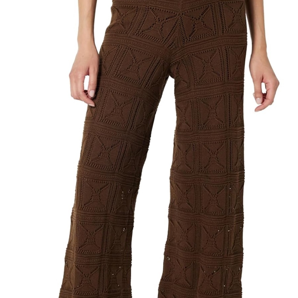 The Drop Women's Diza Pull-On Flare-Leg Crochet Pant